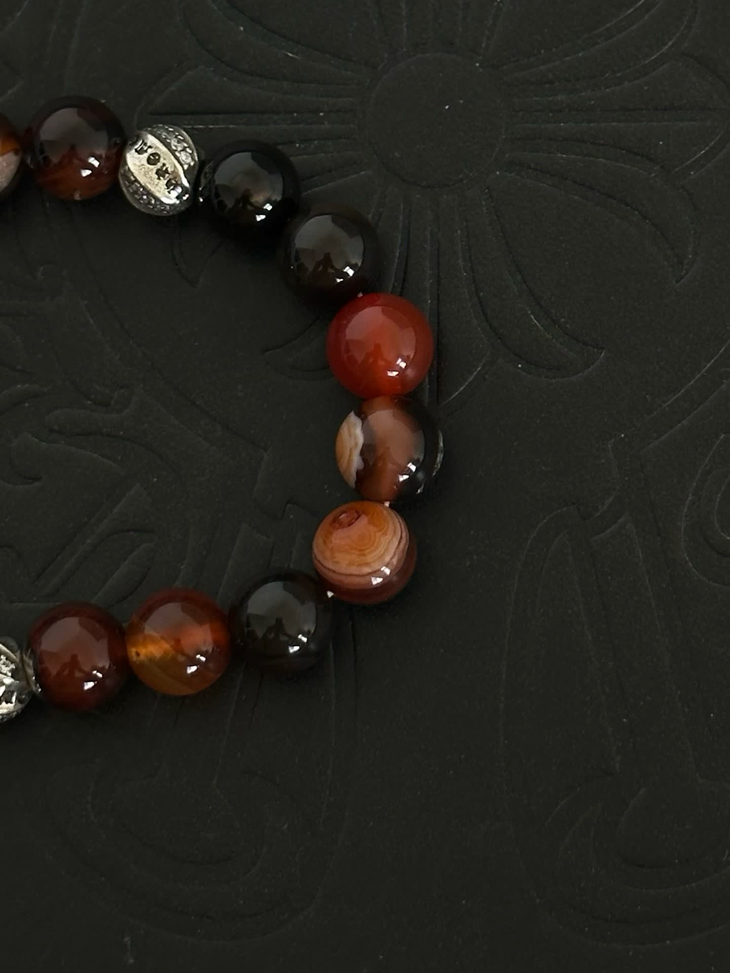 Chrome Hearts Beaded Bracelet with Silver Charms